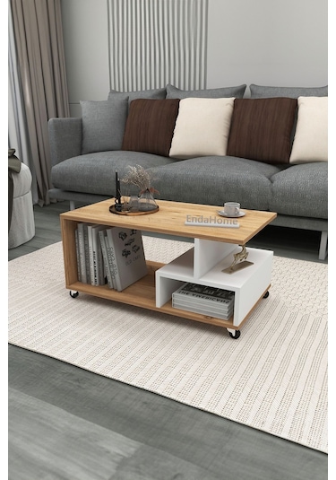 Sultan Tekerli Orta Sehpa 86,5x50 Cm - Çam - Beyaz