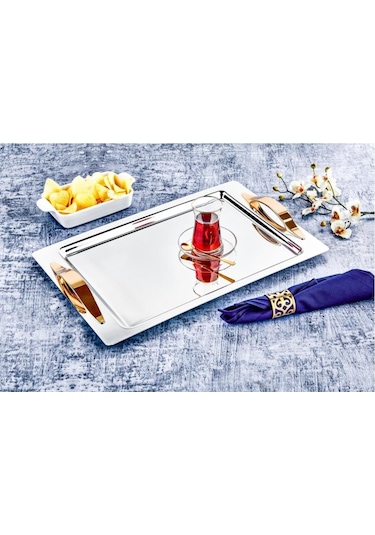 Özlife Kayra Gold & Çelik Büyük Boy Tepsi 383