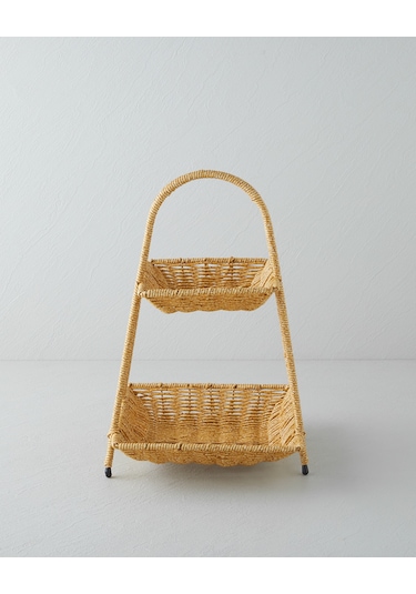 English Home Wicker Plastik Rattan Katlı Servis 26x22x36 Cm Açık Kahverengi Açık Kahverengi