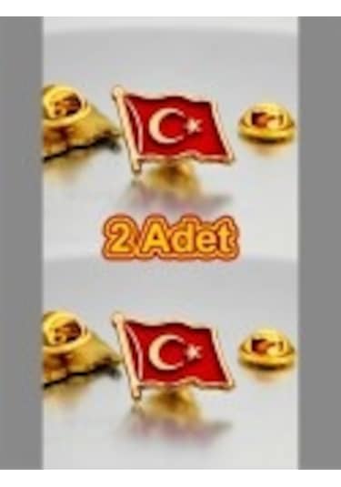 2 Adet Türk Bayrağı Gold Yaka Rozeti Altın