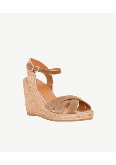 Yargıcı Çapraz Bantlı Dolgu Süet Espadril 26ykay4033x 017 Bej