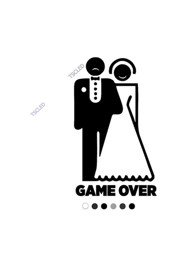 Game Over Düğün Araba Süslemesi Sticker 15Cm