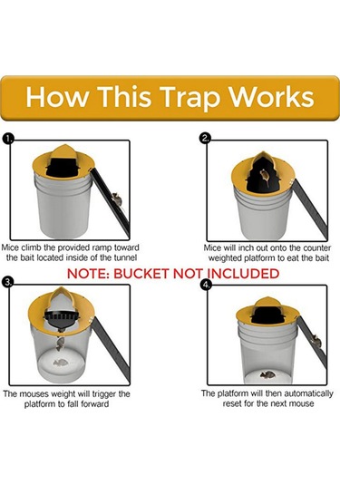 Sürgülü Kaydırmalı Kova Fare Kapanı Sarı