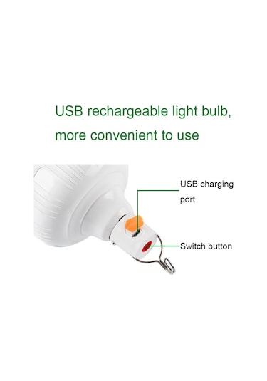 Sones Ab26 Usb Şarjlı Led Ampul Gece Pazarı Tezgah Işıkları Açık Hava Kamp Asılı Lamba, Güç: 300w Turuncu Çok Renkli