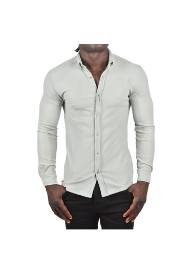 Deepsea Erkek Mint Yeşili Fitilli Uzun Kollu Gömlek 2500805 Mint