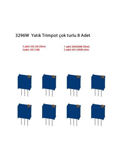 3296w Yatık Trimpot Çok Turlu 8 Adet