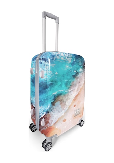 Coral High Renkli Desenli Pc Orta Boy Valiz 60cm 16812 Bej