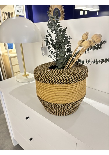 Patrick Jüt Hasır Görünümlü Çöp Kovası, Dekoratif Sepet, Kağıt Çöpü Sepeti Kırçıljüt