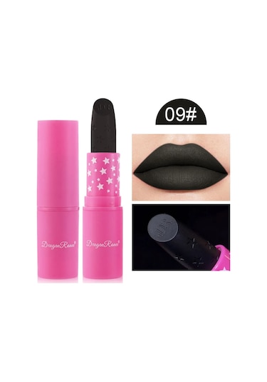 9 Renk Su Geçirmez Gül Kırmızı Kadife Mat Ruj Nemlendirici Uzun Ömürlü Yıldız 09 Pembe