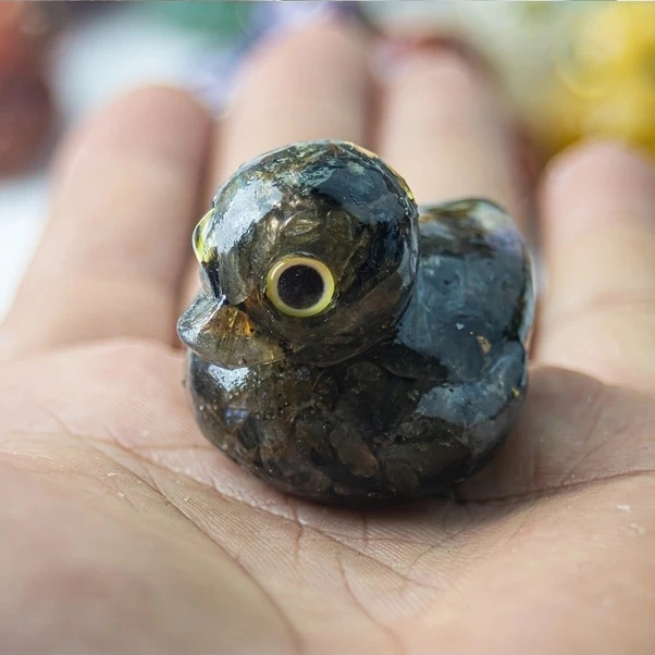 Trendooze Sevimli Ördek Yavrusu Aksesuarı, Aquamarine Kristal Dekor, İyileştirici Doğal Kristal