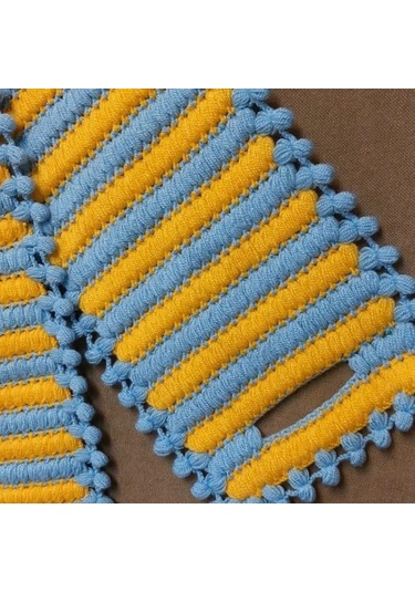 Uretti - Emine 9106 - 3061 El Örgüsü Çift Renkli 2 Li Banyo Lifleri - Sarı / Mavi