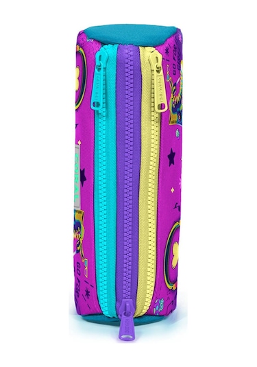 Coral High Kids Pembe Turkuaz Kulaklık Paten Desenli Üç Bölmeli Kalem Çantası 22054
