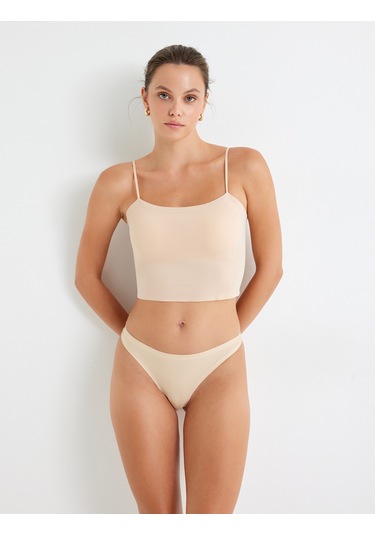 Koton Vücudu Saran Nefes Alan Kumaş Dikişsiz Askılı Kaplı Dolgusuz Yarım Atlet Ten Rengi 5wlk10136mk Ten Rengi