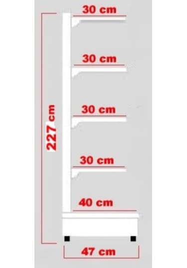 Mekoraf Mekoraf Market Rafı 225X90X30 Cm 5 Katlı