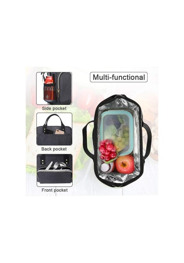 Erkekler İçin Öğle Yemeği Kutusu, Yalıtımlı Öğle Yemeği Çantası, İş İçin Yalıtımlı Sızdırmaz Öğle Yemeği Soğutucu Çantası, Kadınlar İçin Ayarlanabilir Omuz Askılı Siyah Öğle Yemeği Çantası B Çok Renkli