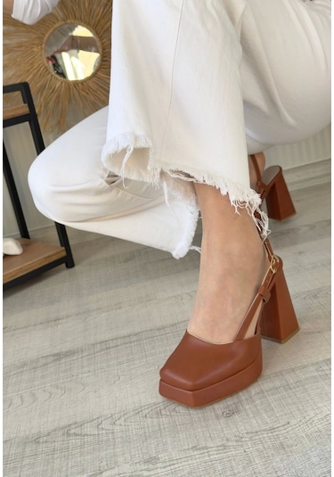 Mety Taba Cilt Topuklu Ayakkabı Çok Renkli