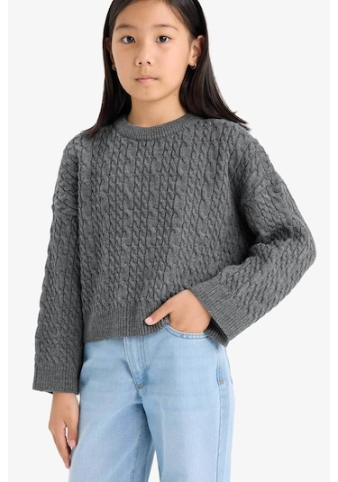 Defacto Antrasit Kız Çocuk Kazak E7880a8/ar220 Antrasit