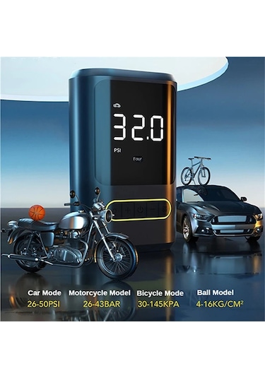 Jialan Mini 150psı Şişirme Lcd Ekran Akülü Pompa Usb Şarj