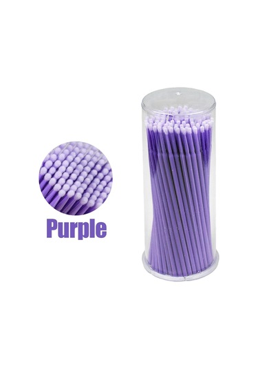 Aşılı Kirpik Uzatma Temizleme Pamuklu Çubukla Kirpik Kaldırma Tutkal Sökücü 100pcs Purple
