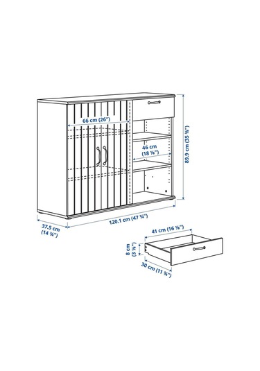Büfe, Derinlik: 37.5 Cm Yükseklik: 90 Cm Genişlik: 120 Cm Depolama Ve Organizasyon Vitrin Mavi-siyah Mavi