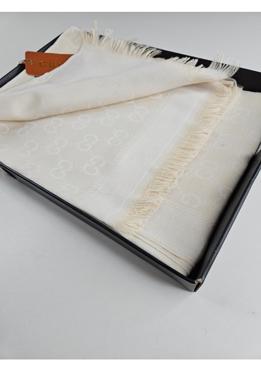 Miorel Scarfs G Desen Çift Taraflı Kaşmir İpek Şal 4 Mevsim Soft Pamuklu Şal Krem