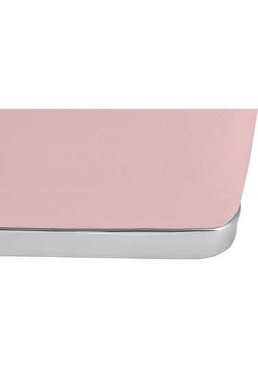 Zengo Silver Twin Line Kare Puf -pembe Kumaş, Dekoratif Makyaj Masası Pufu-modern Style