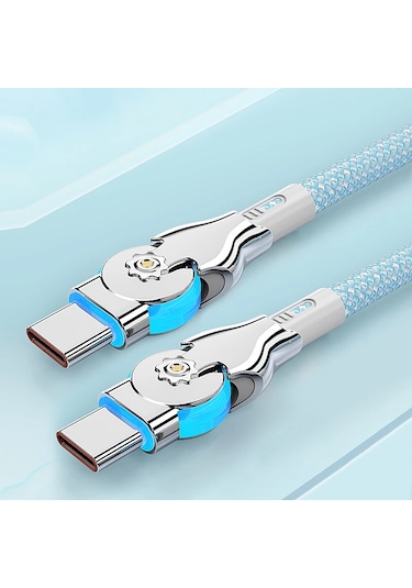 Tekagene Pd 60w 180 Dönüşlü Süper Hızlı Şarj Kablosu Samsung Uyumlu S24/s23/s22 Ultra A54/a53 Note 20+ 5g Usb-cmavi2m