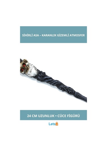 Polyester Sihirli Asa Gotik Korku Temalı 24 Cm 1 Adet