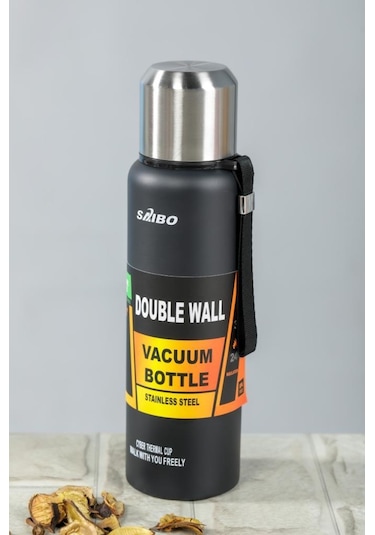 Kapris Saıbo 1 Litre Çift Katlı Çelik Termos Siyah