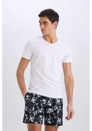 Defacto Defactofit Regular Fit Baskılı Esnek Dokulu Diz Boyu Sporcu Deniz Şortu B5994ax25hsbk81 Siyah