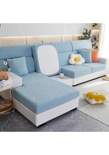 Göl Mavisi Jakarlı Kanepe Minder Örtüsü Oturma Odası Evcil Hayvanlar İçin Çocuk Mobilyası Polar Polar Streç Koltuk Örtüsü 56936336