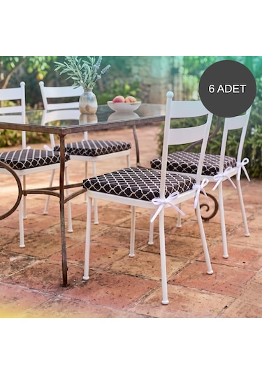 6 Adet 40x40 Cm Bağcıklı Sandalye Minderi Pamuk Polyester Kumaş Mutfak Ve Bahçe Minder Çok Renkli