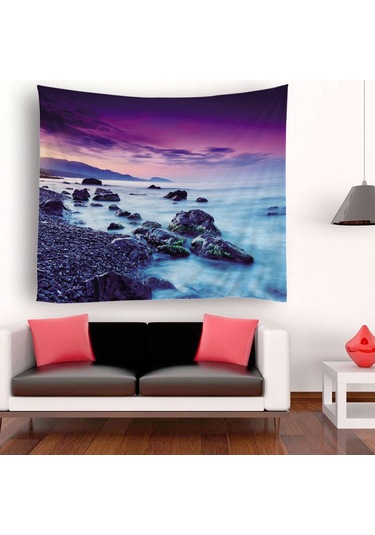Geekyou Deniz Manzaralı Dekoratif Duvar Örtüsü - Yumuşak Poliester, Hd Baskı, 130x150 Cm - Oturma Odası & Yatak Odası Dekoru C Modeli DiğER