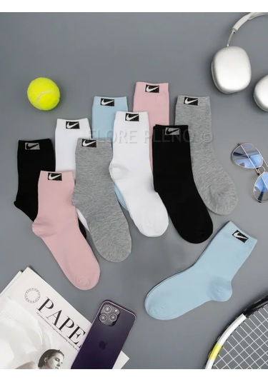 Mutex Yüksek Spor Çorapları Baskılı Set 10 Çift 463801651 Siyah