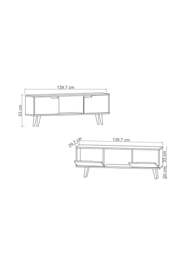 Siena Ahşap Ayaklı Tv Ünitesi Antrasit Televizyon Konsolu 140 Cm Ekonomik Modül Sehpa