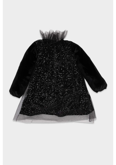 DeFacto Kız Bebek Puantiye Uzun Kollu Kadife Elbise B3476A524WNBK27 Siyah