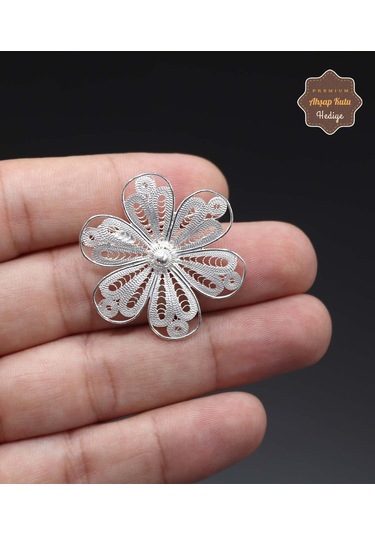 Çiçek Model 925 Ayar Gümüş Saf Süper Telkari Broş 201024622 Gümüş
