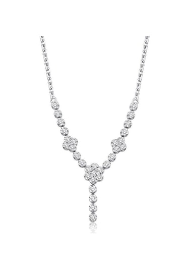 0.30 Karat Pırlanta Çiçek Trend Kolye T13556 Beyaz