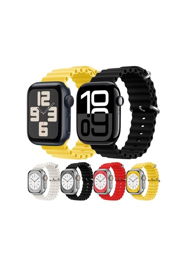 iOs Watch Uyumlu 42mm Zga Ocean Silikon Saat Bandı İçin Siyah