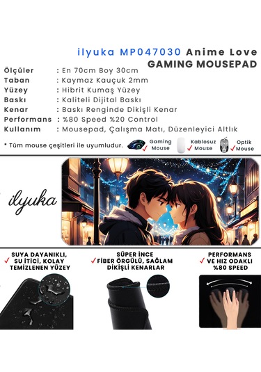 70x30cm Anime Love İlyuka Mp047030 Büyük Boy Xl Gaming Mousepad