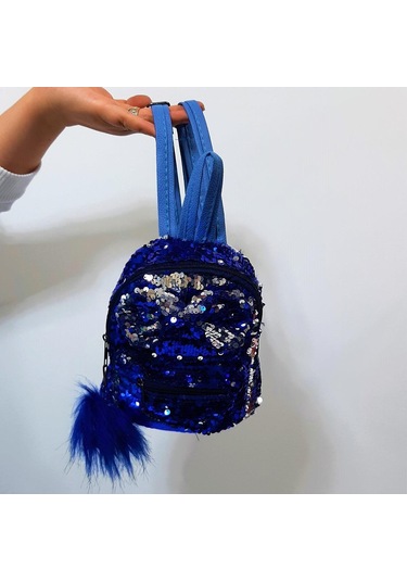 Fiyra Crn Saks Pullu Kız Çocuk Sırt Çantası 16cmx20cmx10cm Saks Mavi