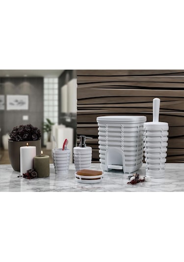 Primanova Palm 5 Parça Banyo Seti Beyaz M-Sas06-01