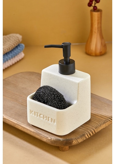 Cooker 480 Ml Seramik Süngerlikli Sıvı Sabunluk Ckr3889 Bej