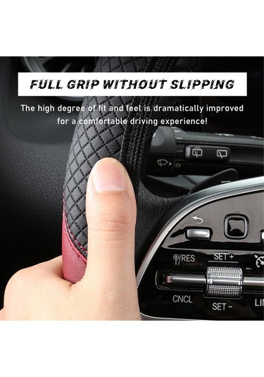 Yifomall 38cm Siyah Deri Araba Direksiyon Kılıfı - Konforlu, Kaymazsız, Havalandırmalı, Evrensel Araç İç Dekorasyon Aksesuarı Siyah