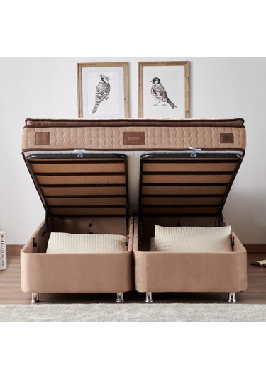 Nironyatak Niron Rama Baza Ve Başlık Seti 150X200 Cm Çift Kişilik Sütlü Kahv