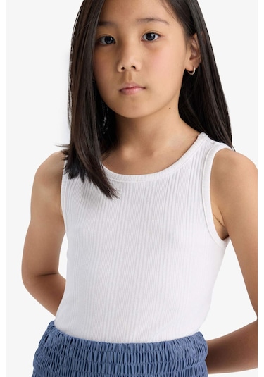 Defacto Kız Çocuk Bisiklet Yaka Basic Düz Atlet Z7815a625hswt32 Beyaz
