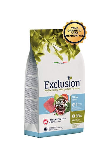 Exclusion Monoprotein Düşük Tahıllı Ton Balıklı ve Narlı Büyük Irk Yavru Köpek Maması 12 KG