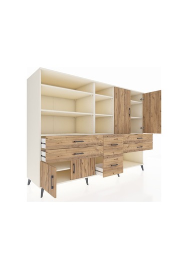 Kronos Dolap 10 Raflı 6 Çekmeceli 4 Kapaklı 220x59x163 Aytaşı-çam Aytaşı-çam