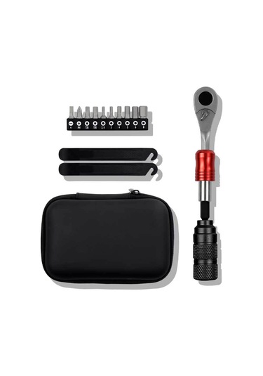 Jeemson Bisiklet Tamir Seti: Çift Yönlü Ratchet Anahtar, 10'lu Uç Takımı, Alüminyum-çelik Malzeme, Taşınabilir Çanta İle Çok Fonksiyonlu Bakım Aracı Çok Renkli