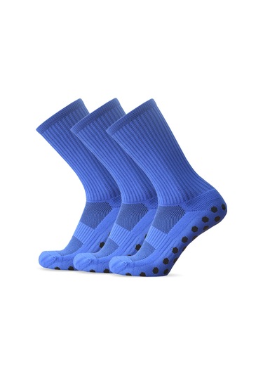 Youmex 3'lü Paket Mavi Futbol Çorabı - Konforlu Polyester, Nefes Alıcı, Anti Kayma Tabanlı Mavi
